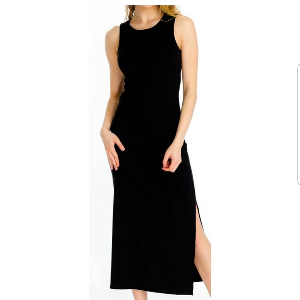Black maxi dress with slit on the side